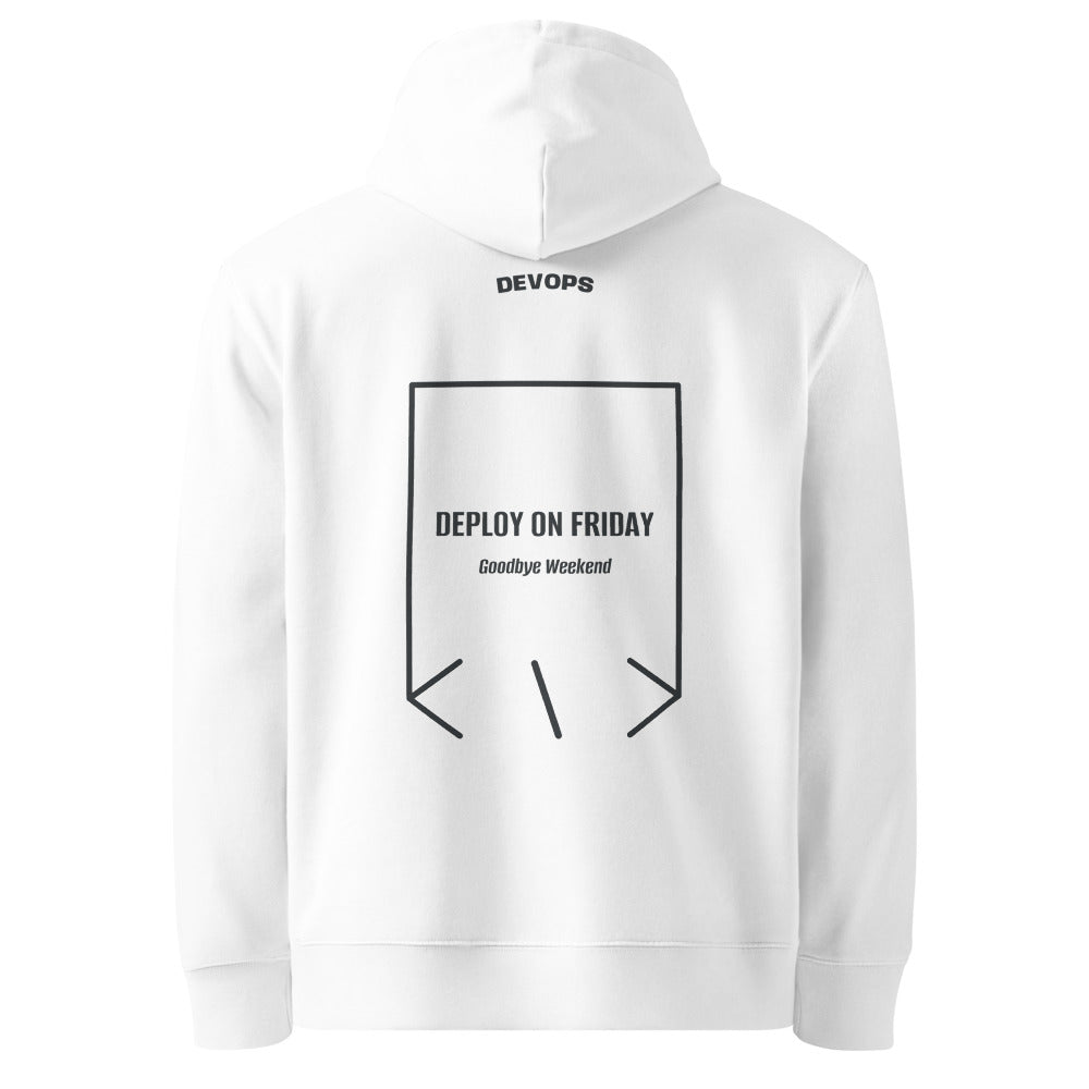 Deploy On Friday — White India Ink Grey back mockup