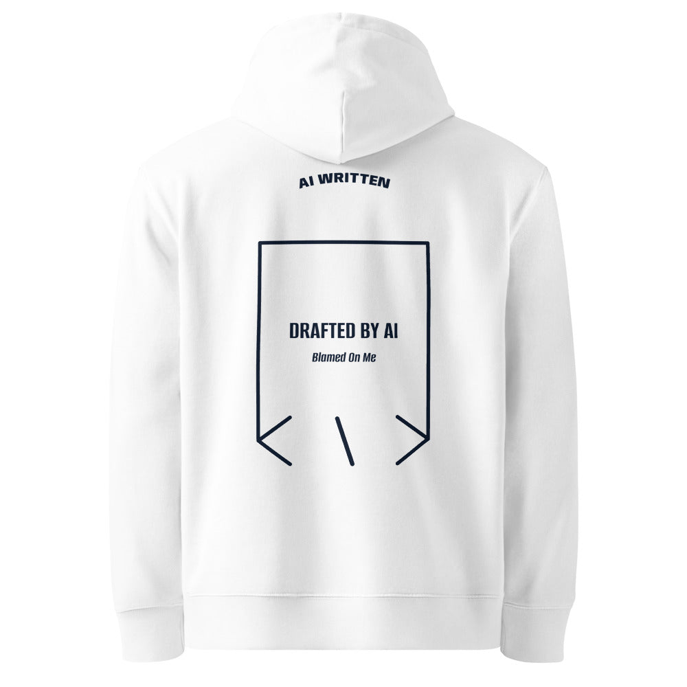 Drafted By AI — White French Navy back mockup