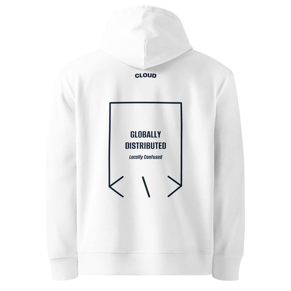 Globally Distributed — White French Navy back mockup