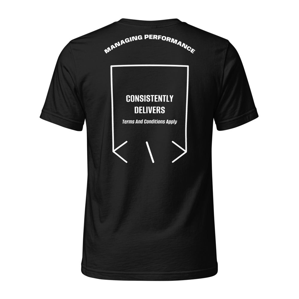 Consistently Delivers — Black White back mockup