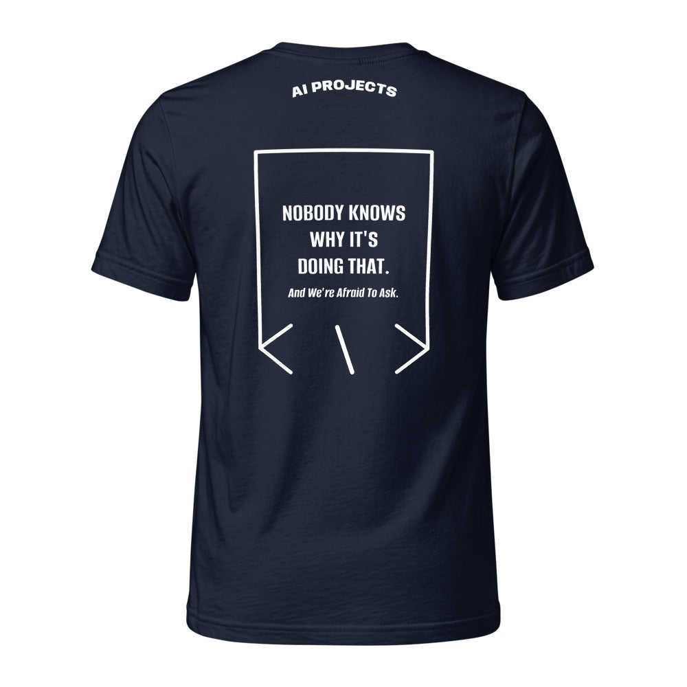 Nobody Knows Why It's Doing That. — Navy White back mockup