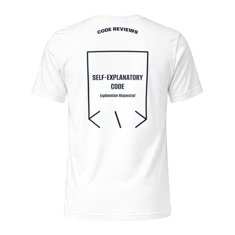 Self-Explanatory Code — White Navy back mockup