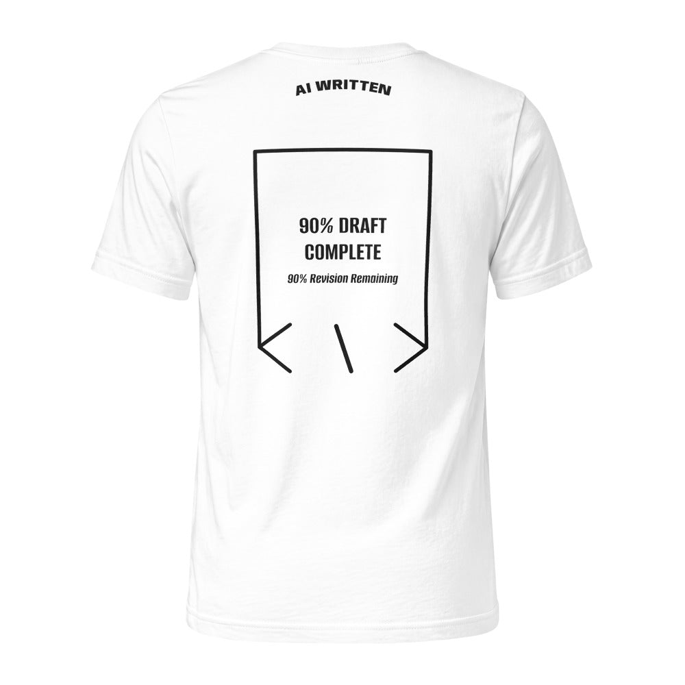 90% Draft Complete — White Black back mockup