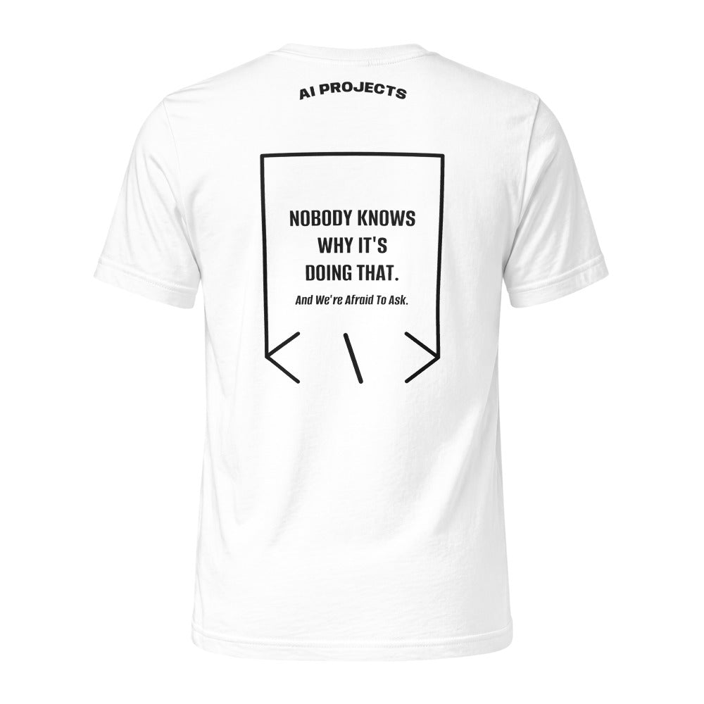 Nobody Knows Why It's Doing That. — White Black back mockup