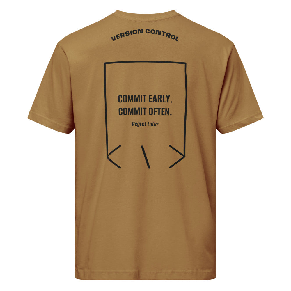 Commit Early. Commit Often. — Coyote Brown Black back mockup