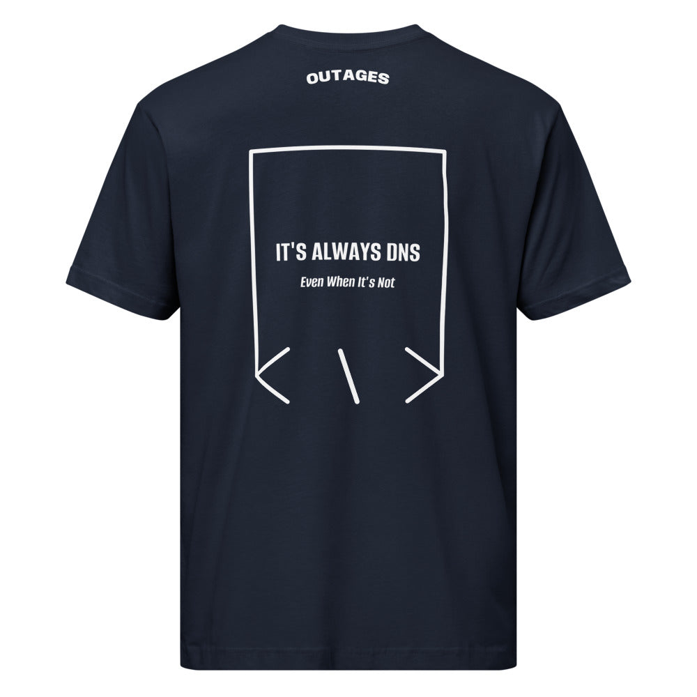 It's Always DNS — Navy White back mockup