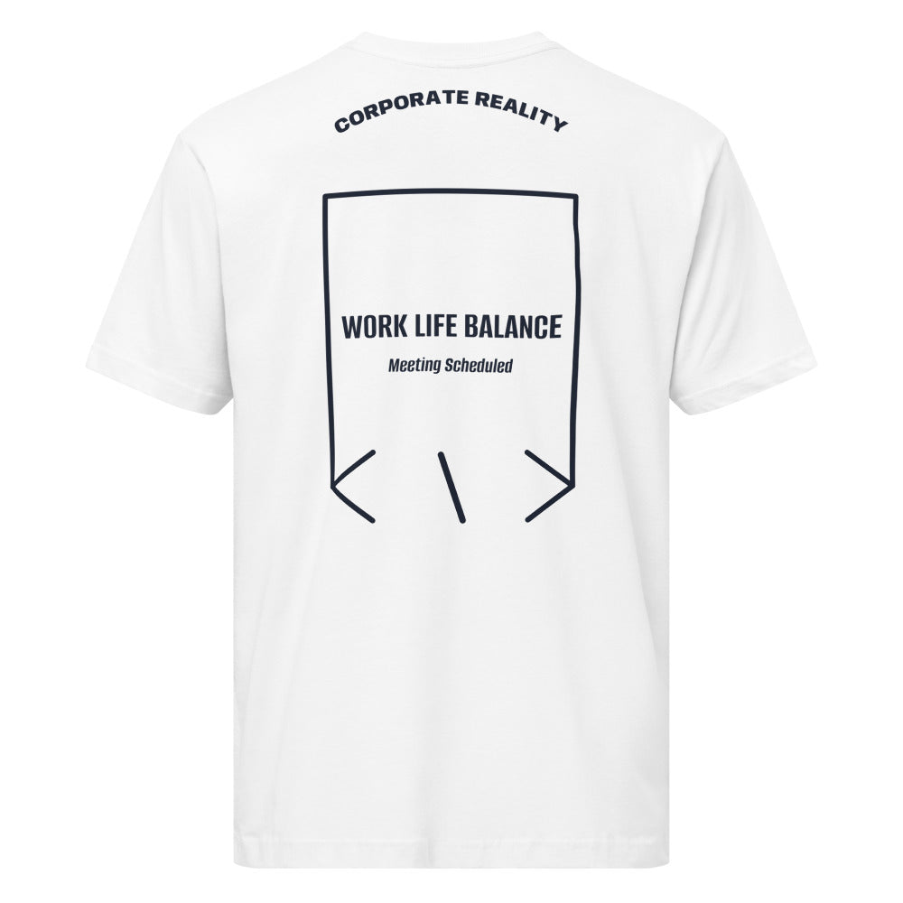 Work Life Balance — White Navy back mockup