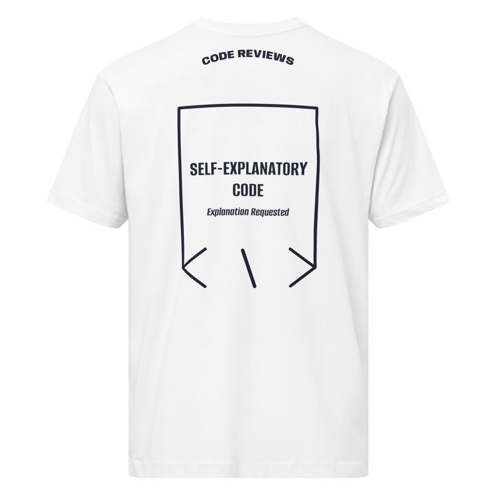 Self-Explanatory Code — secondary back mockup