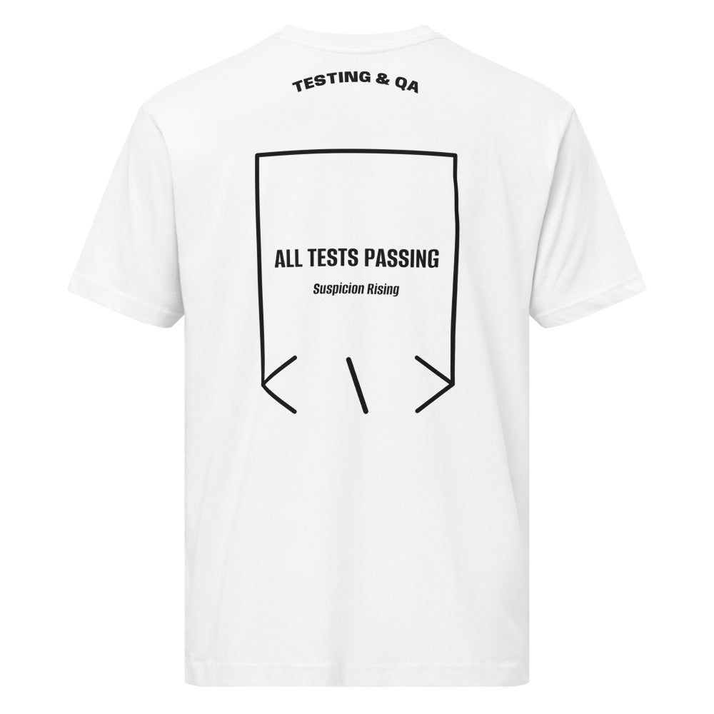 All Tests Passing — White Black back mockup