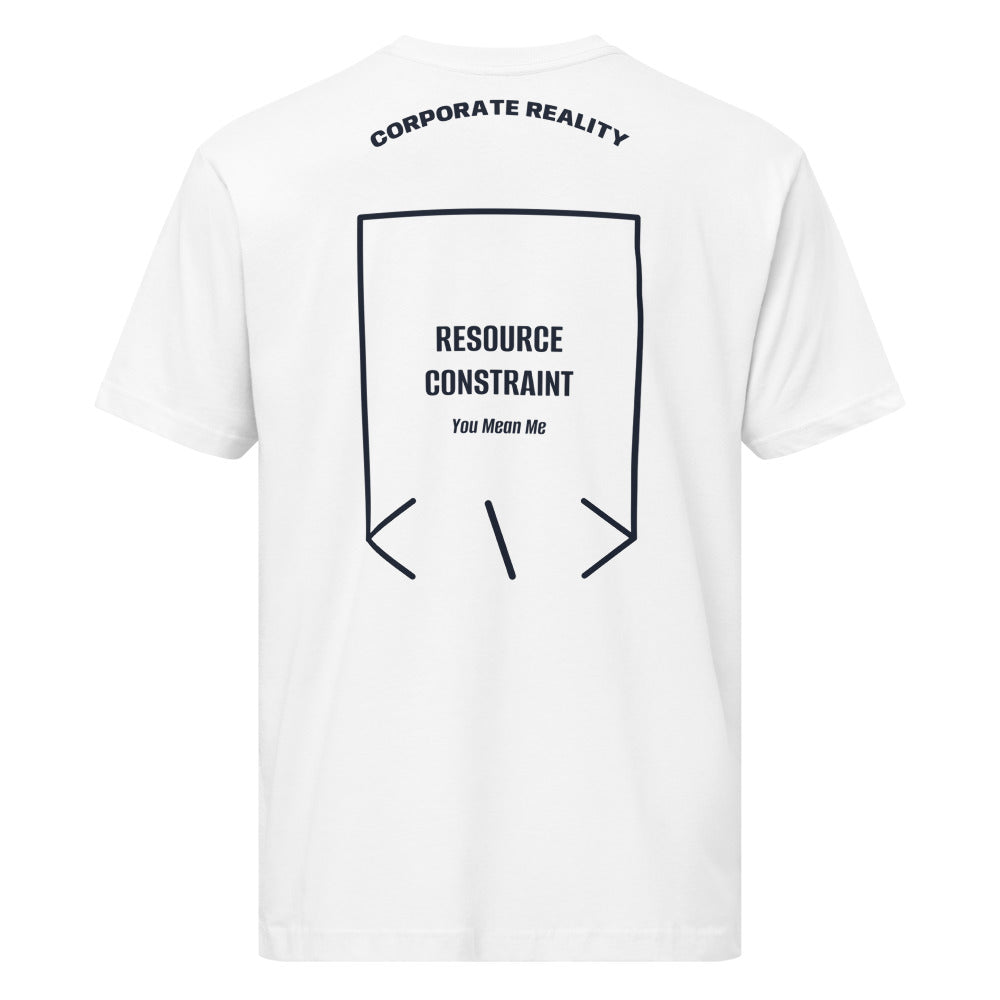 Resource Constraint — White Navy back mockup