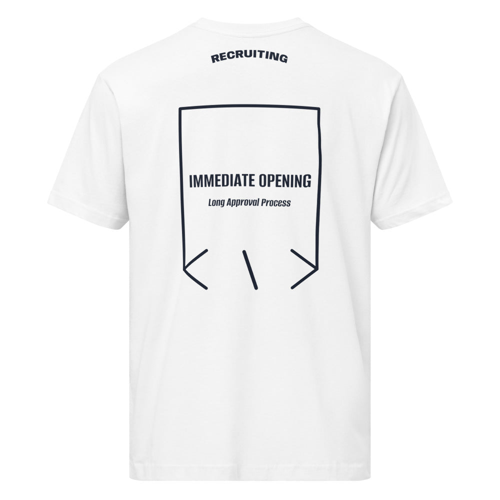 Immediate Opening — White Navy back mockup