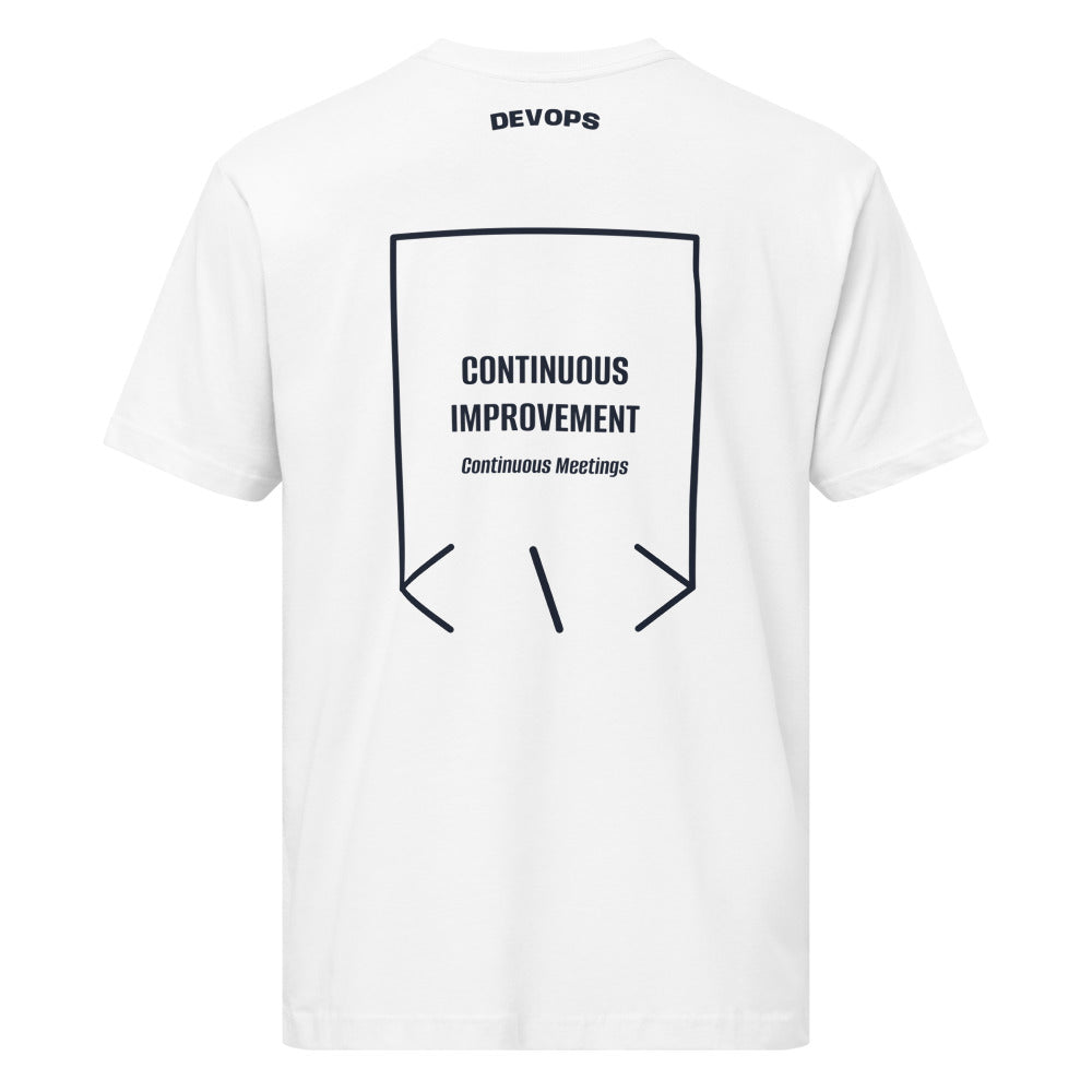 Continuous Improvement — White Navy back mockup