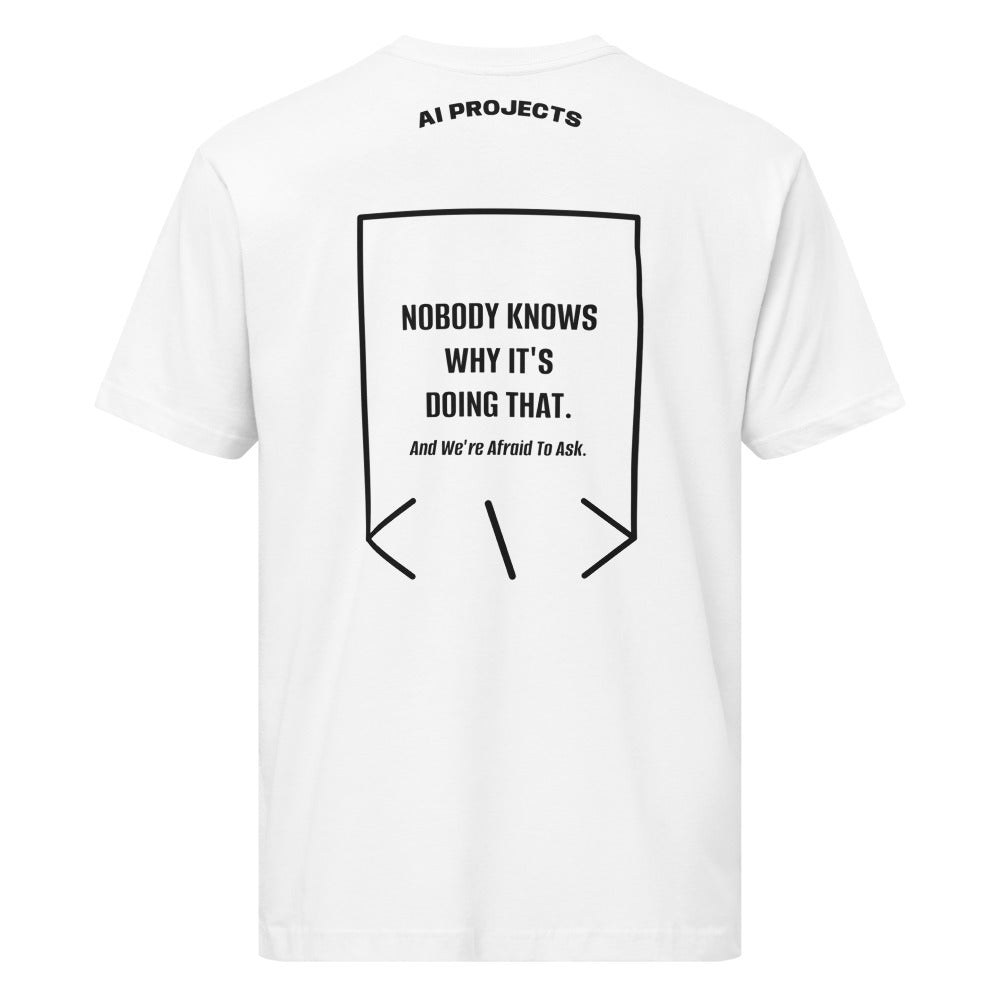 Nobody Knows Why It's Doing That. — White Black back mockup