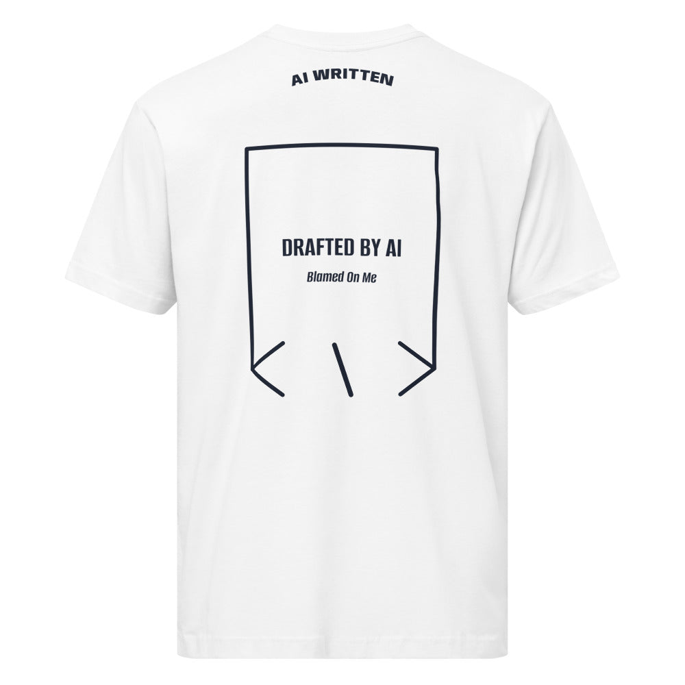 Drafted By AI — White Navy back mockup