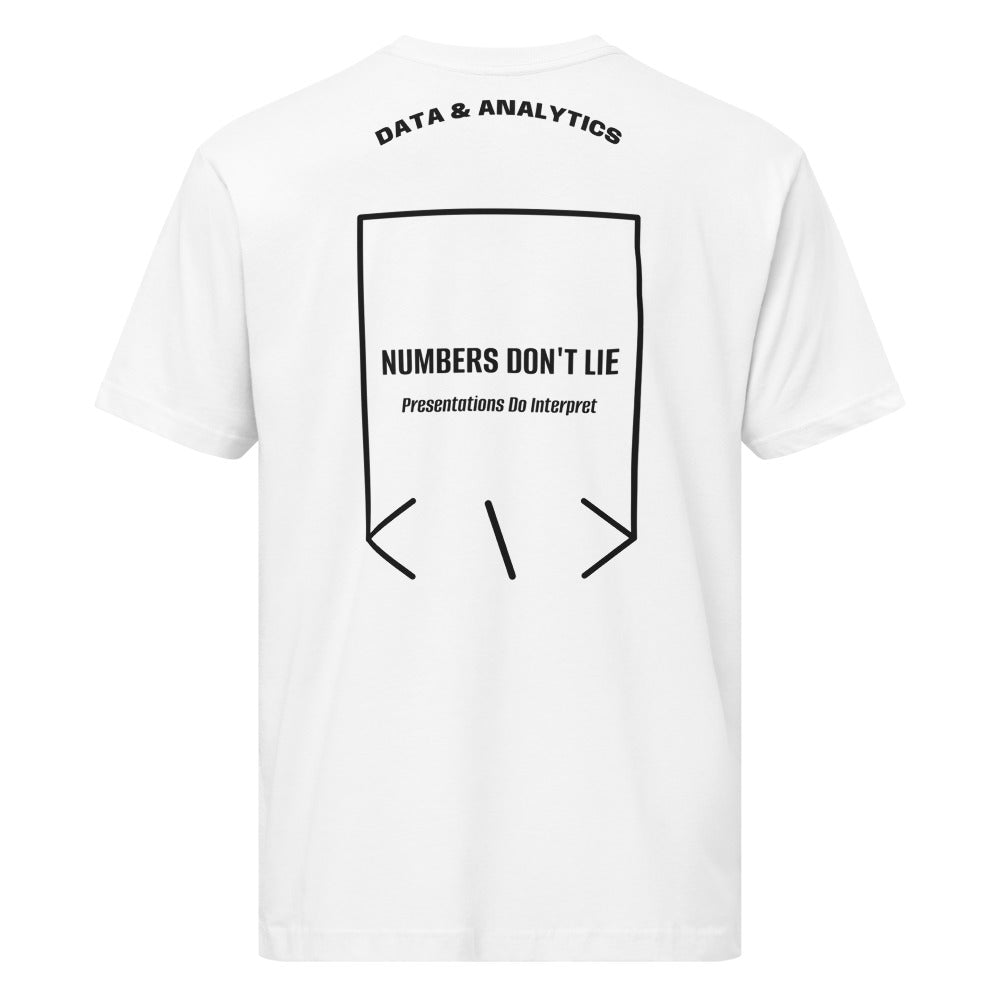 Numbers Don't Lie — White Black back mockup