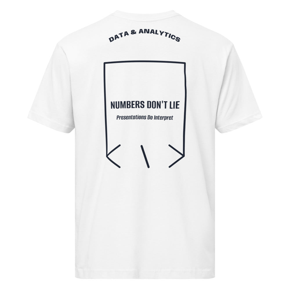 Numbers Don't Lie — White Navy back mockup
