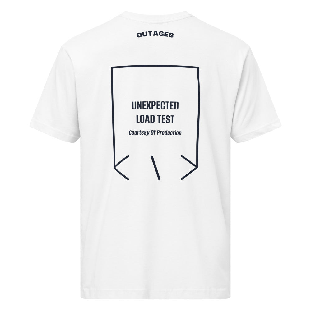 Unexpected Load Test — White Navy back mockup