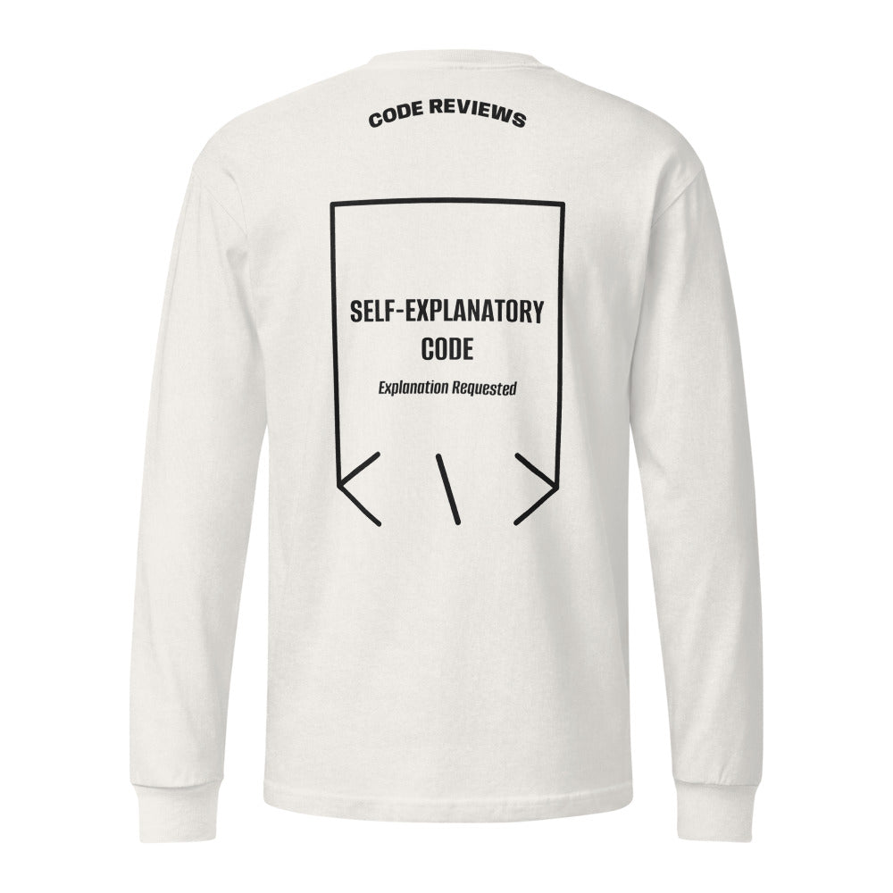 Self-Explanatory Code — Vintage White Black back mockup