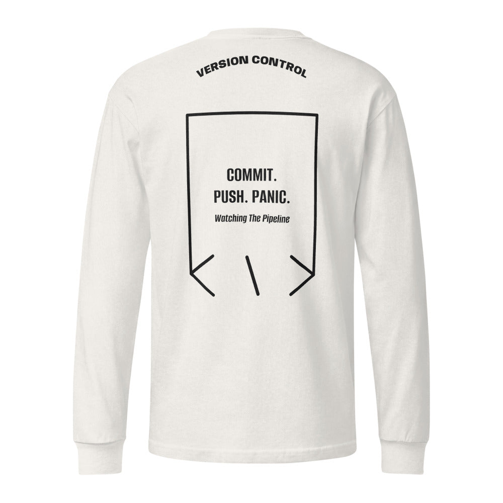 Commit. Push. Panic. — Vintage White Black back mockup