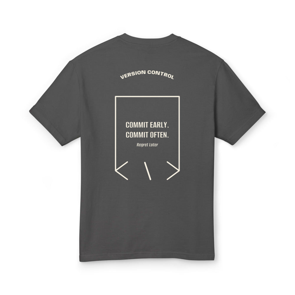 Commit Early. Commit Often. — Faded Black Faded Cream back mockup