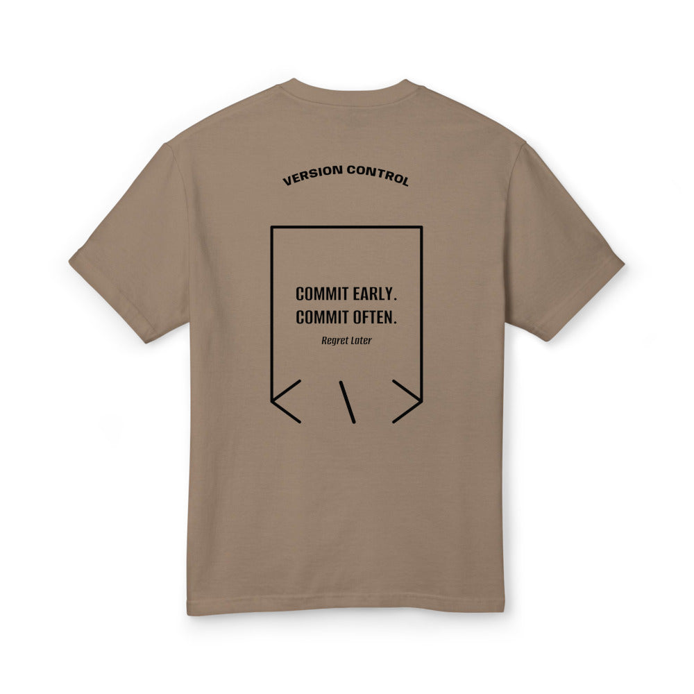 Commit Early. Commit Often. — Faded Brown Black back mockup