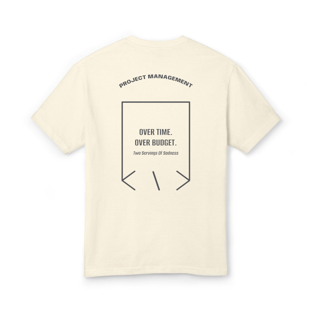 Over Time. Over Budget. — Faded Cream Faded Black back mockup