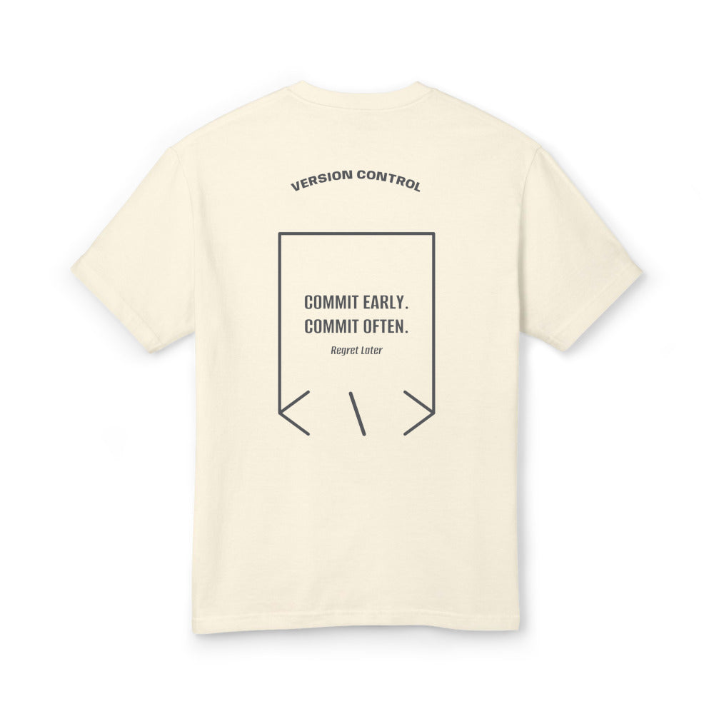 Commit Early. Commit Often. — Faded Cream Faded Black back mockup