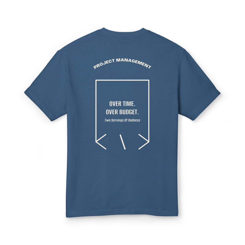 Over Time. Over Budget. — Faded Navy Faded Cream back mockup