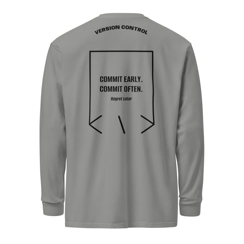 Commit Early. Commit Often. — secondary back mockup