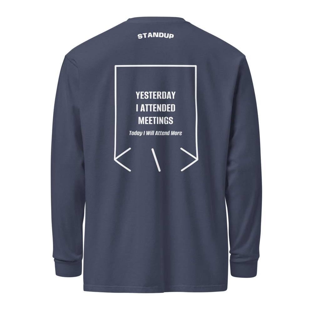 Yesterday I Attended Meetings — Navy White back mockup