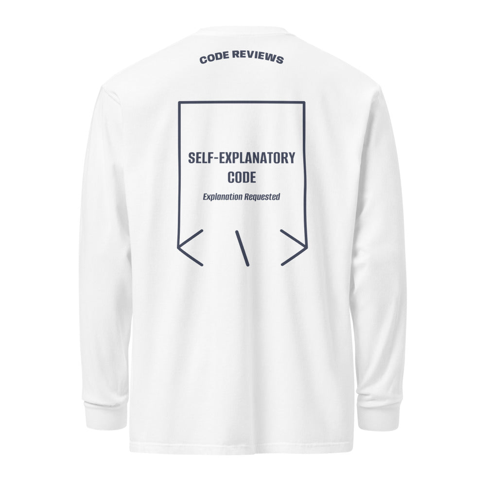 Self-Explanatory Code — White Navy back mockup