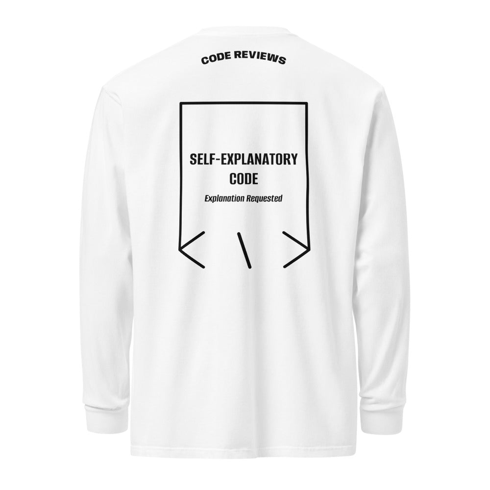 Self-Explanatory Code — White Black back mockup