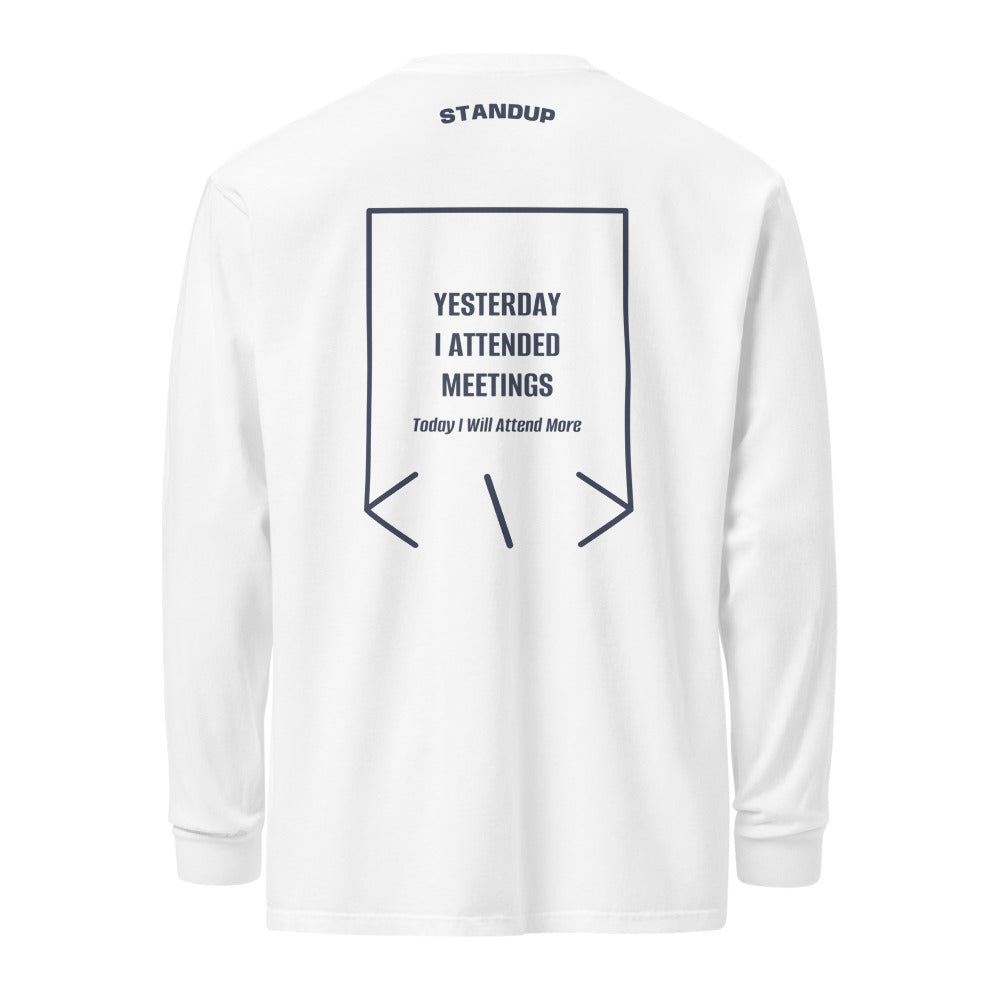 Yesterday I Attended Meetings — White Navy back mockup