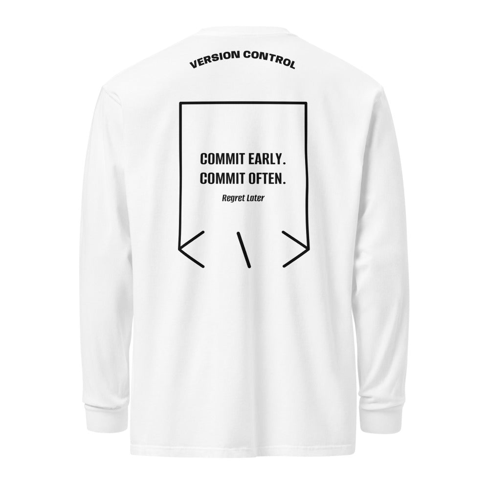 Commit Early. Commit Often. — White Black back mockup