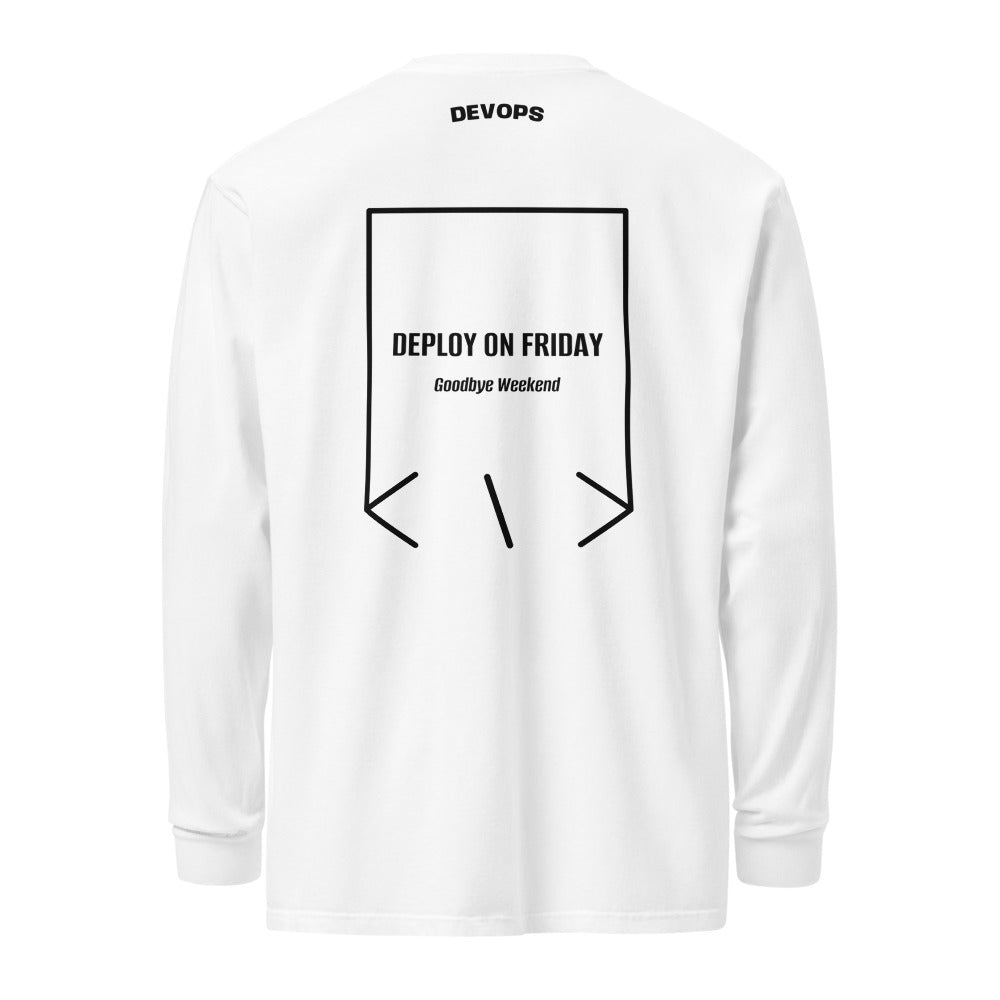 Deploy On Friday — White Black back mockup
