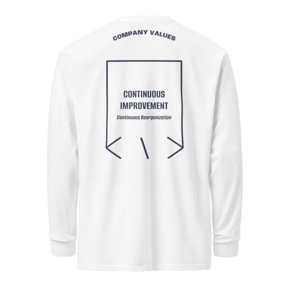 Continuous Improvement — White Navy back mockup