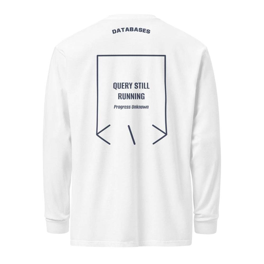 Query Still Running — White Navy back mockup