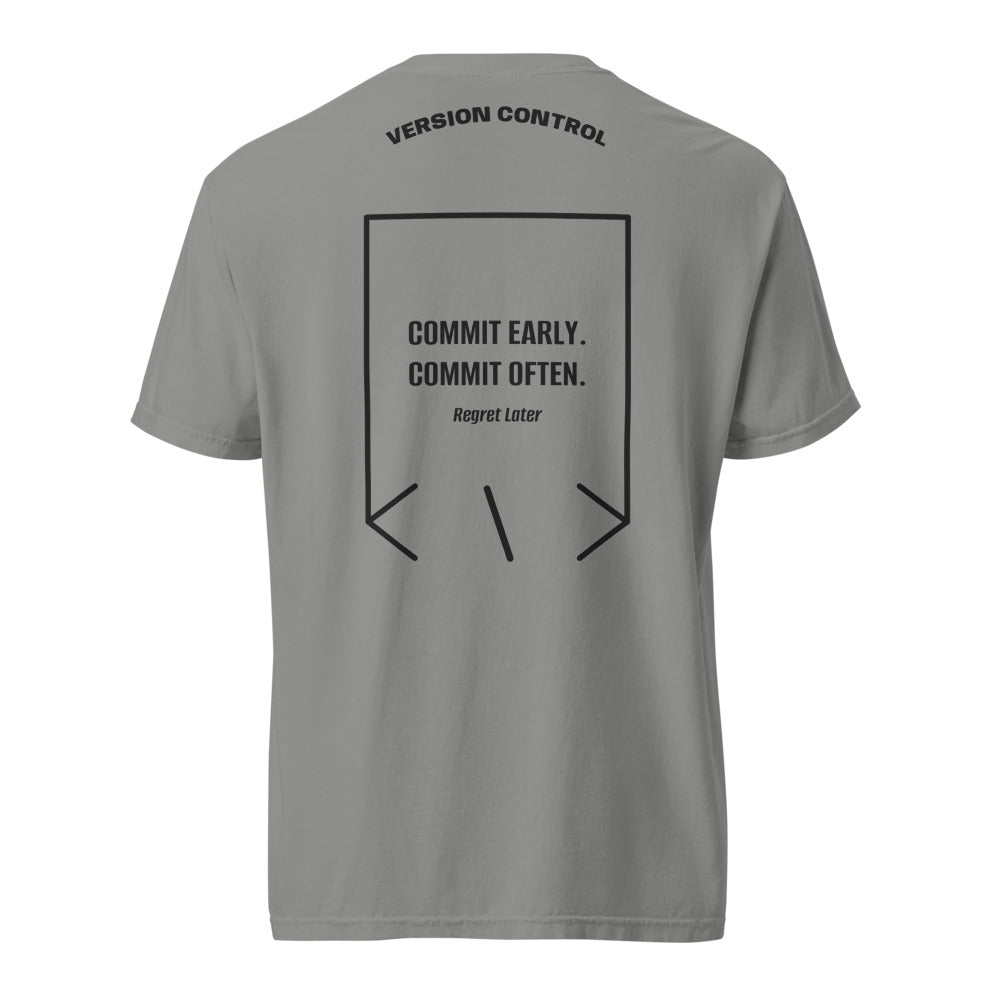 Commit Early. Commit Often. — Grey Black back mockup