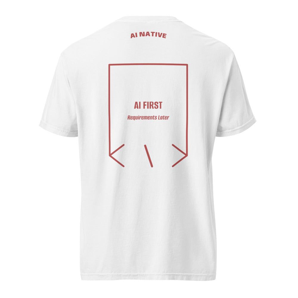 AI First — White Crimson back mockup