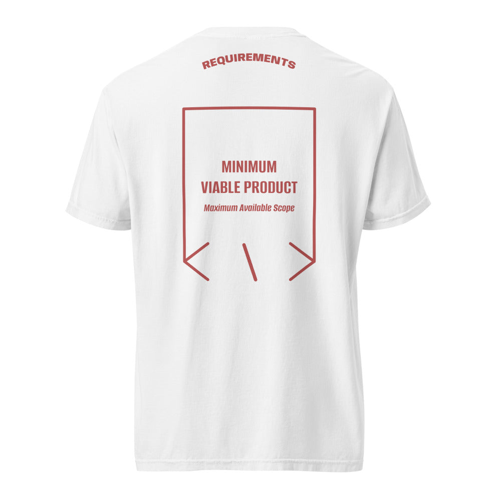 Minimum Viable Product — White Crimson back mockup