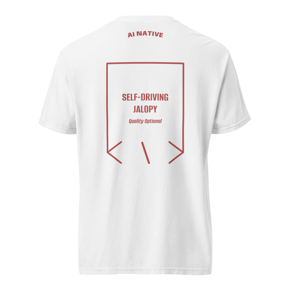 Self-Driving Jalopy — White Crimson back mockup
