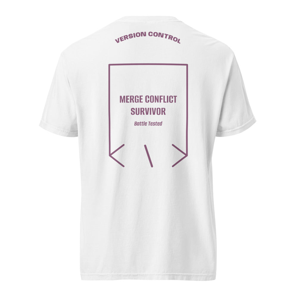 Merge Conflict Survivor — White Berry back mockup