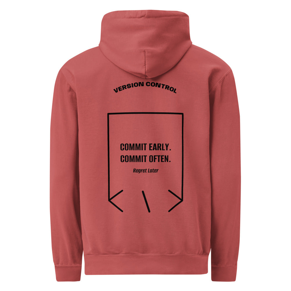 Commit Early. Commit Often. — Crimson Black back mockup