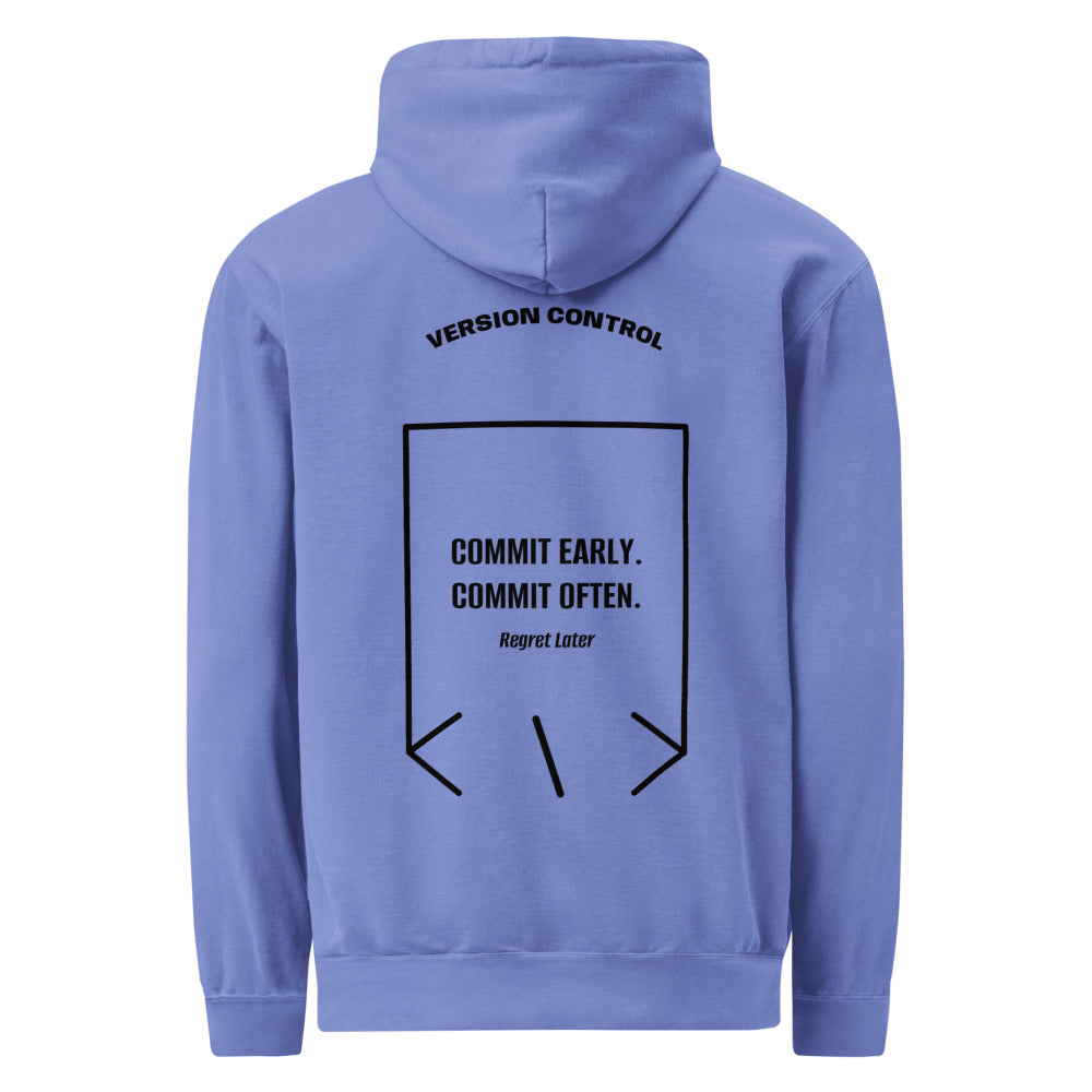 Commit Early. Commit Often. — Flo Blue Black back mockup