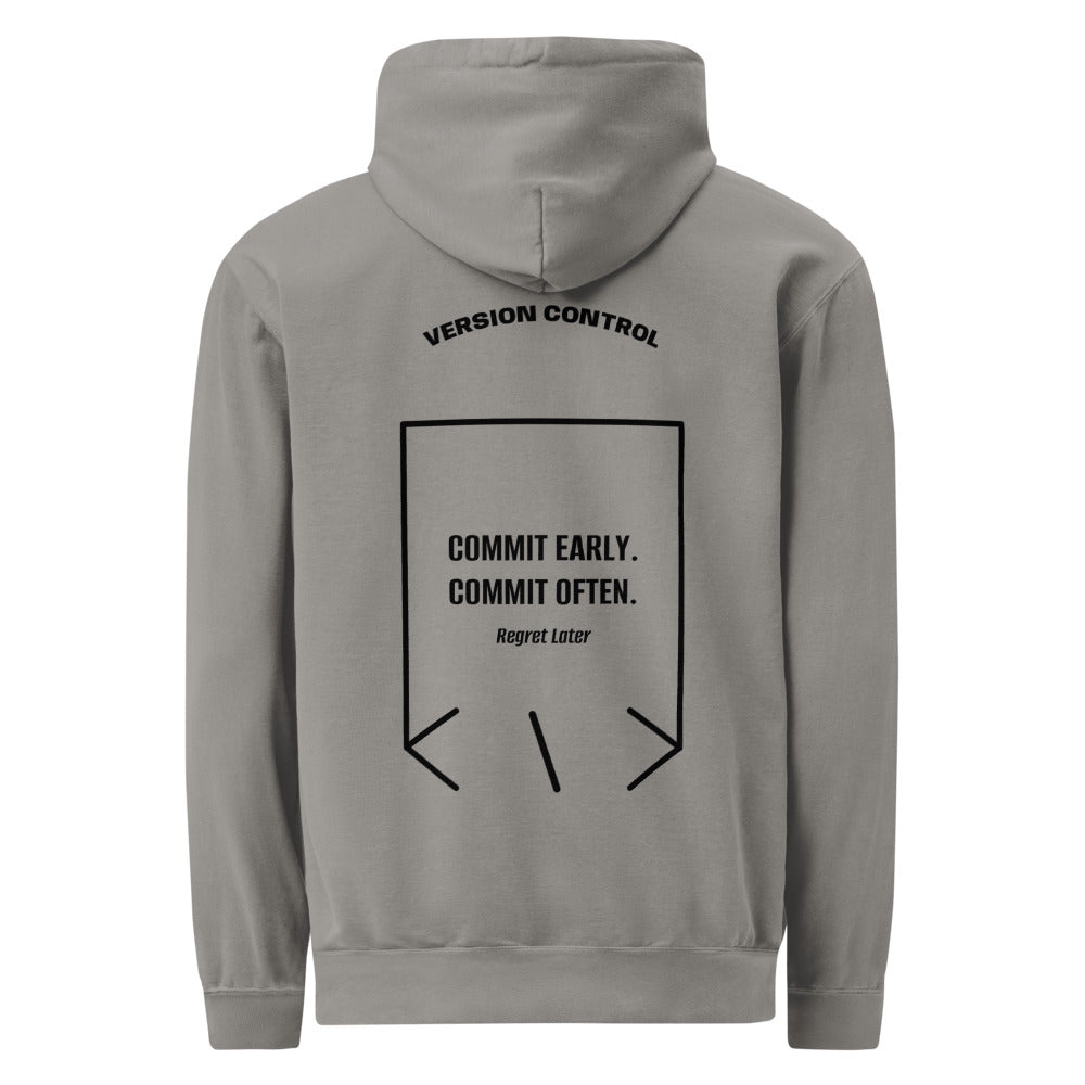 Commit Early. Commit Often. — Grey Black back mockup