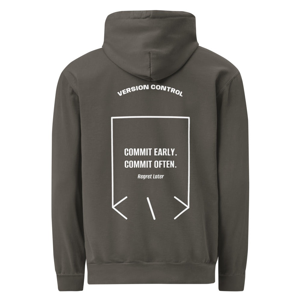 Commit Early. Commit Often. — Pepper White back mockup
