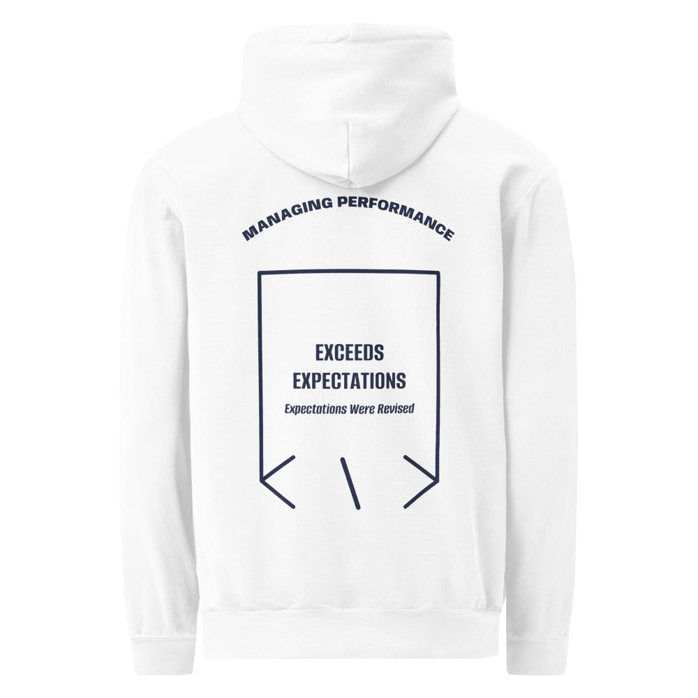 Exceeds Expectations — White True Navy back mockup