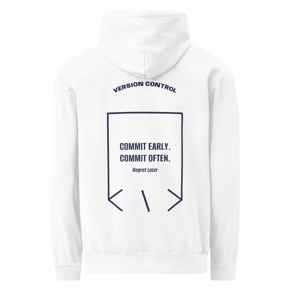 Commit Early. Commit Often. — White True Navy back mockup