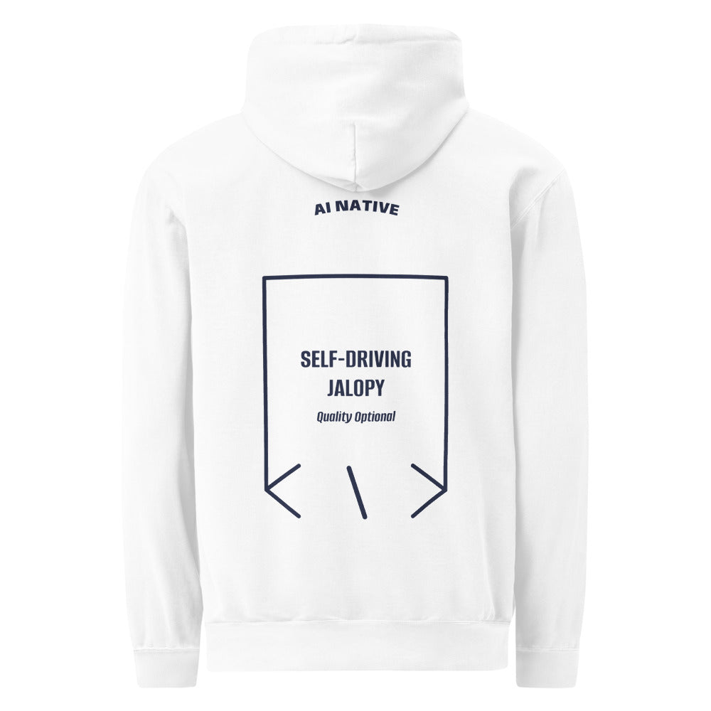 Self-Driving Jalopy — White True Navy back mockup