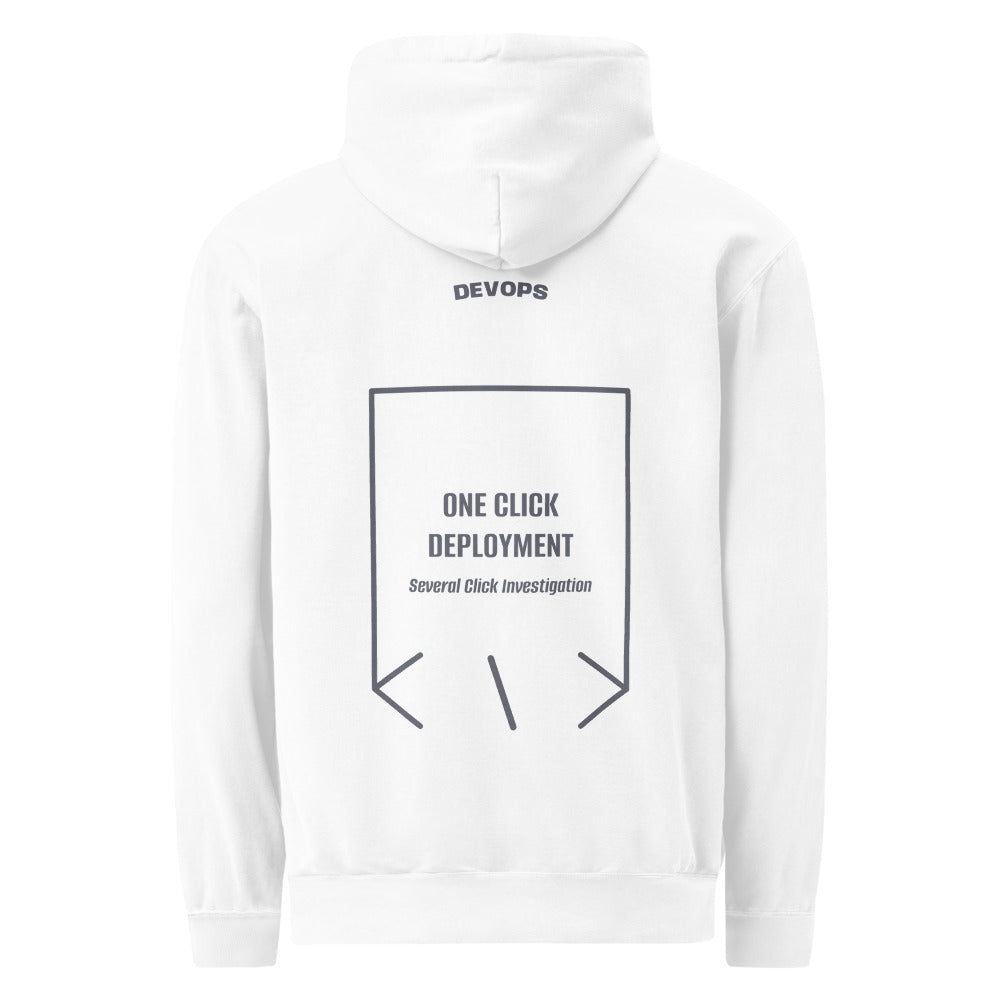 One Click Deployment — White Denim back mockup